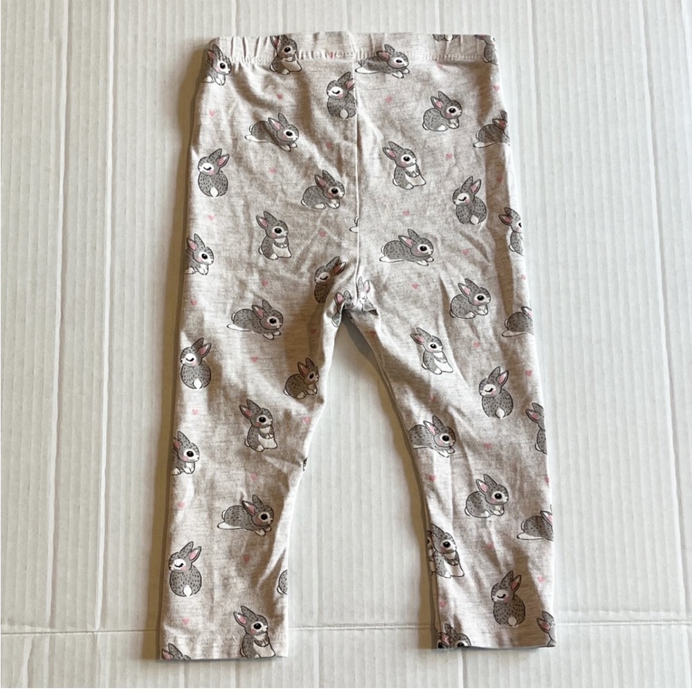 H&M bunny & hearts print leggings 9-12 months - Picture 4 of 6